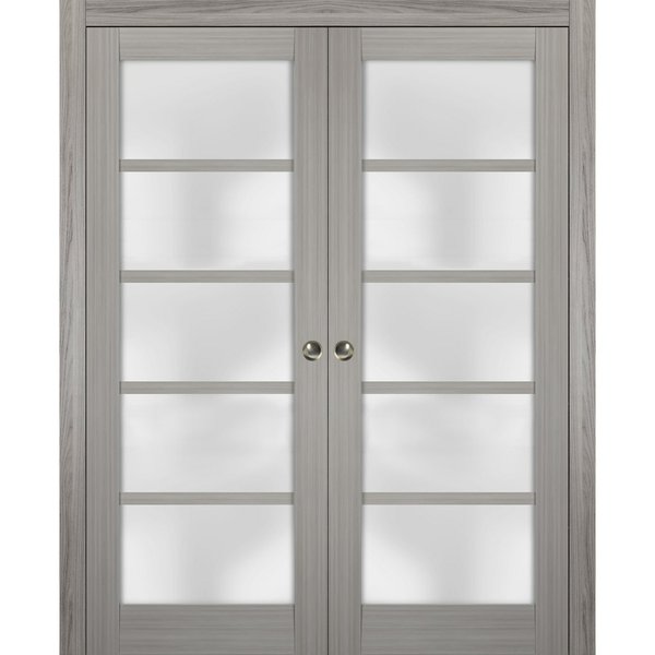 Sartodoors Pocket Interior Door, 42" x 80", Gray QUADRO4002DP-SSS-6496